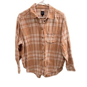 GAP 100% Cotton Tan Plaid Shirt
